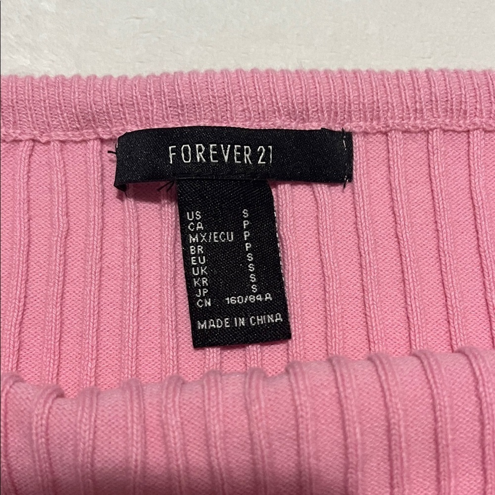 Cropped Pink Off-Shoulder Ribbed Sweater - Picture 3 of 4